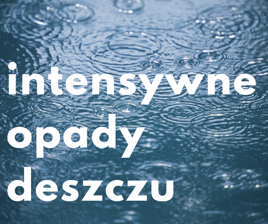 Grafika informująca o intensywnych opadach deszczu
